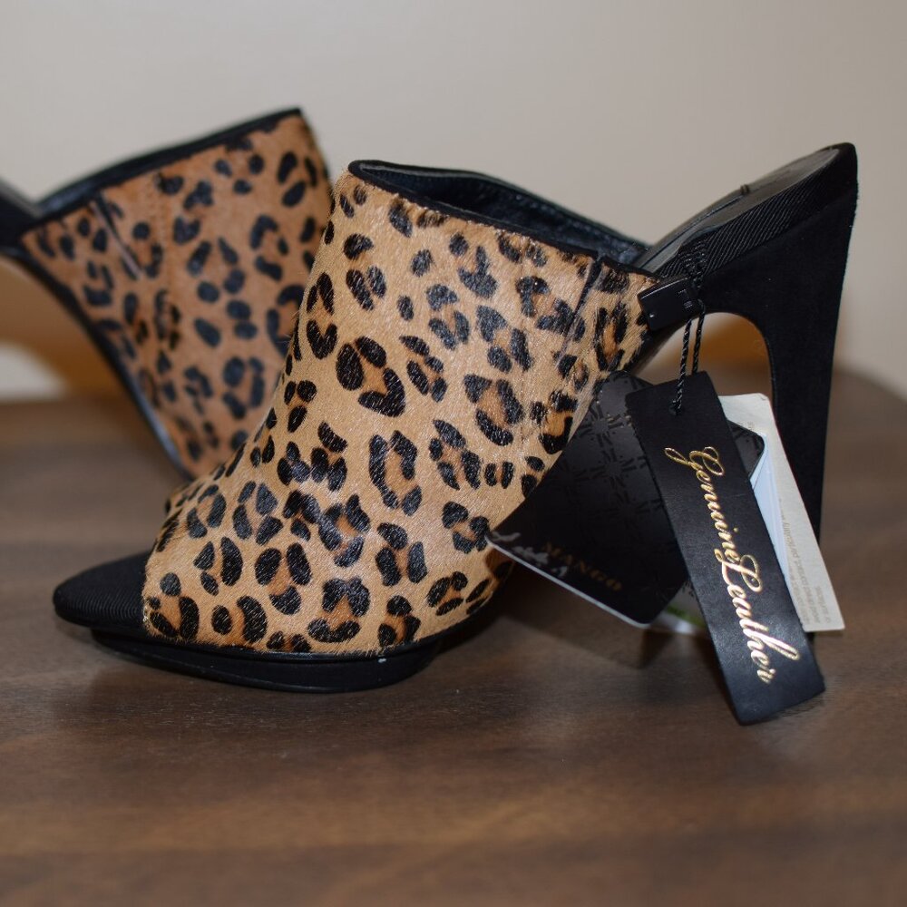 MANGO Animal Print Leather Hair On Cheetah Peep Toe Heels Date Night Classy - 6 - Picture 3 of 12